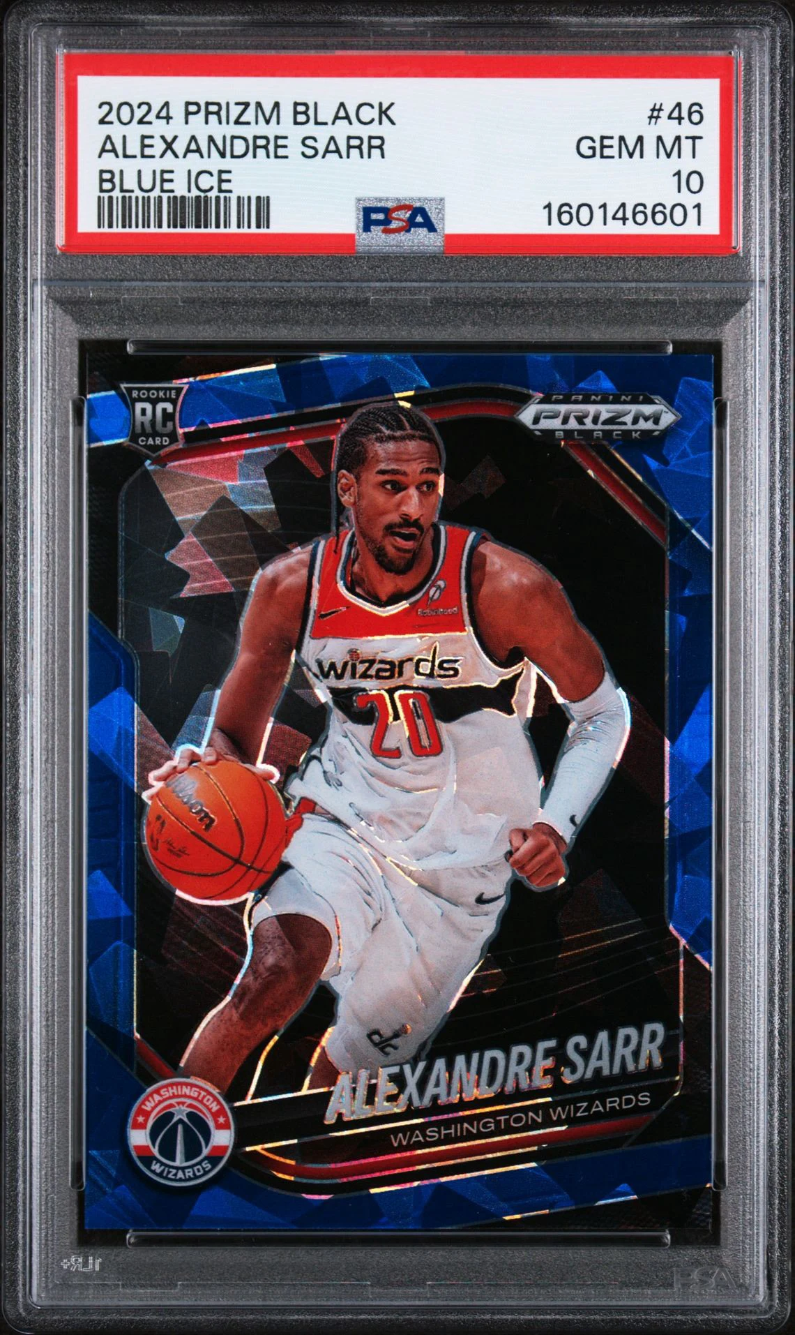 2024-25 Panini Prizm Black Alexandre Sarr Blue Ice #46 114/125 PSA 10 front