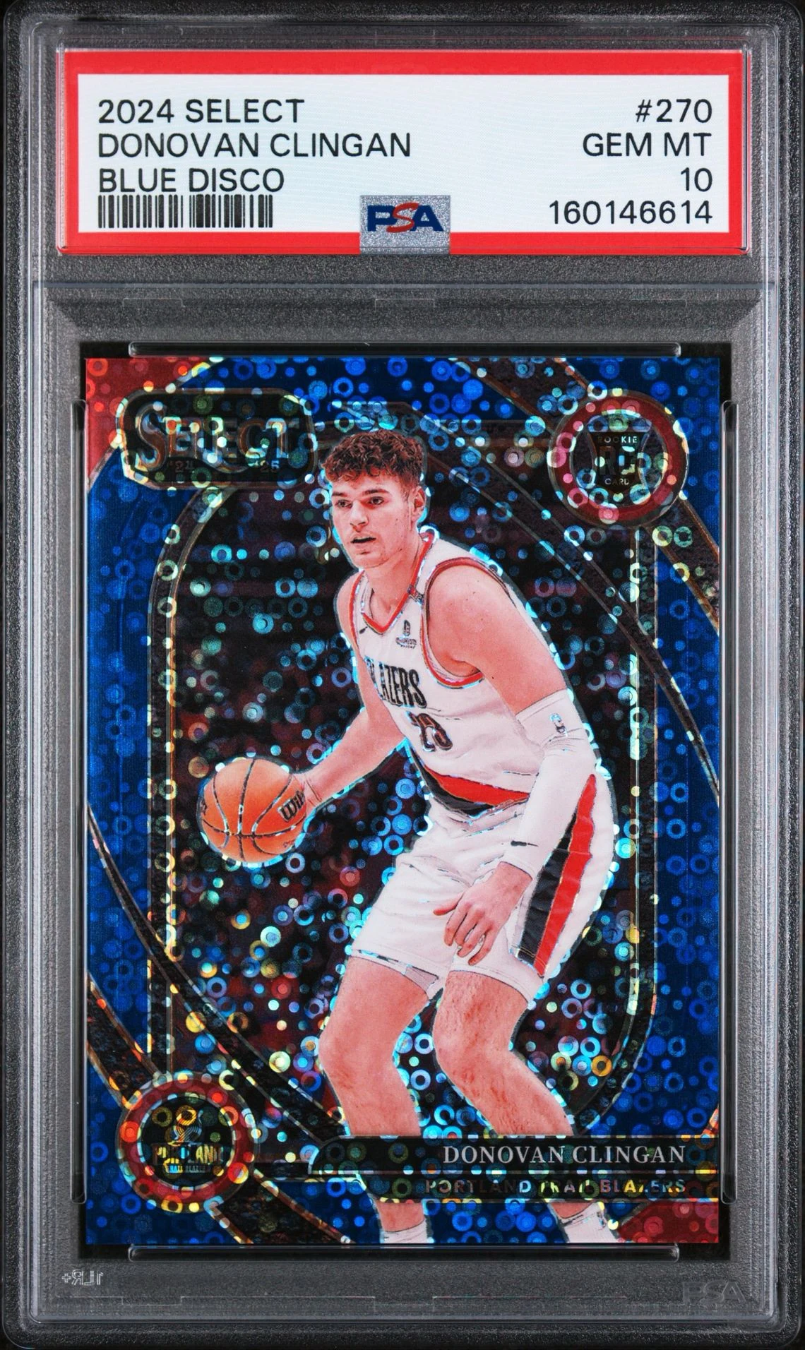 2024-25 Panini Select Donovan Clingan Courtside Blue Disco 24/25 PSA 10 front