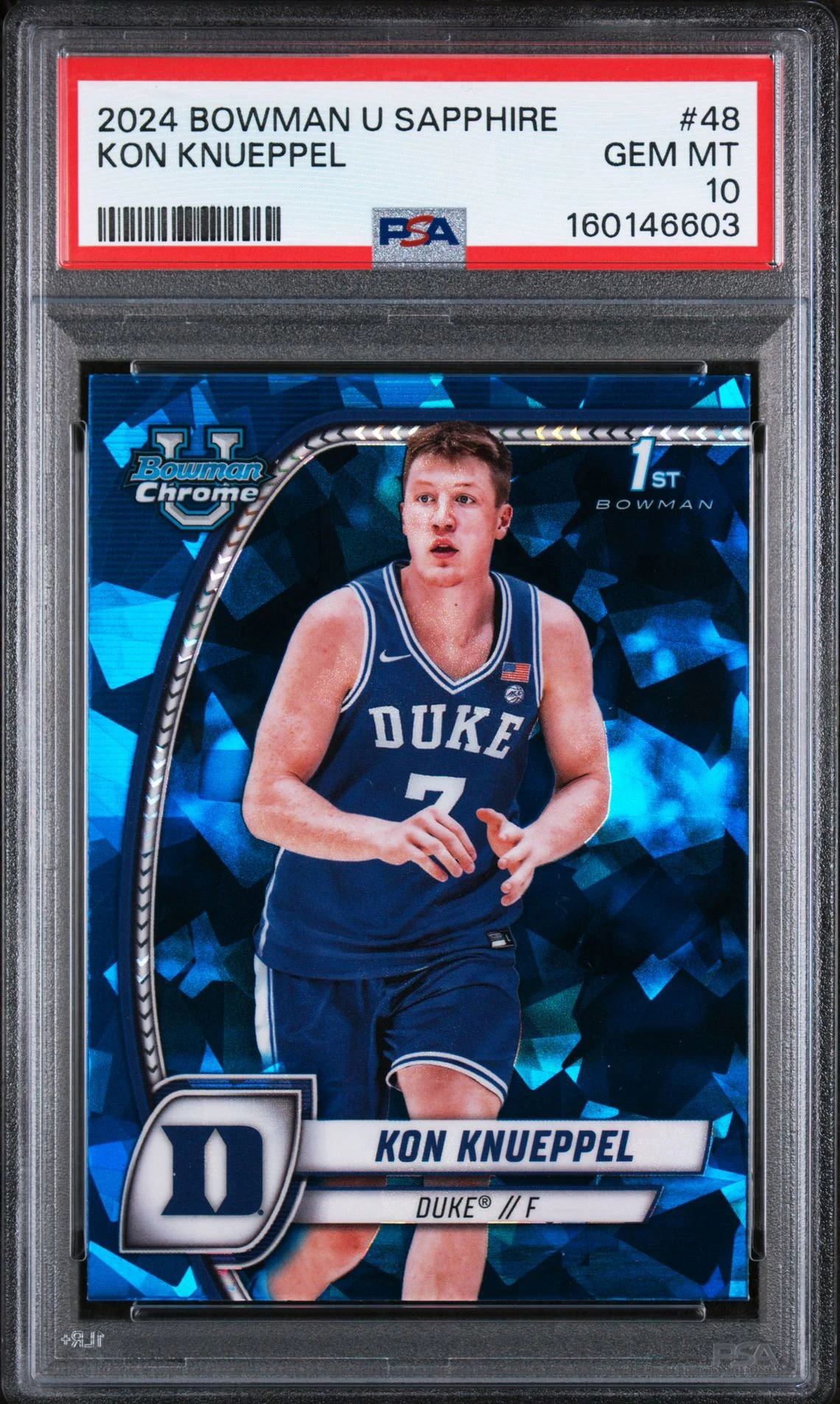 2024 Bowman U Chrome Sapphire Kon Knueppel #48 PSA 10 front
