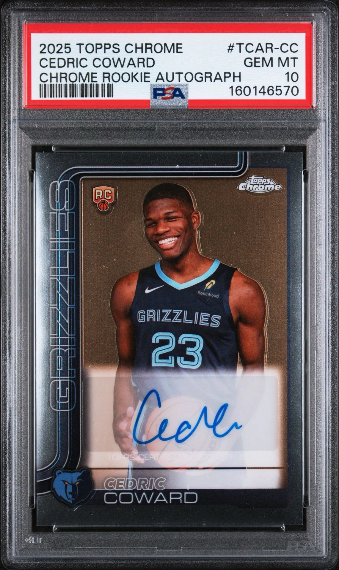 2025-26 Topps Chrome Cedric Coward Chrome Rookie Autograph #TCAR-CC PSA 10 front